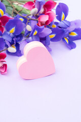 Fresh iris flowers with orchids