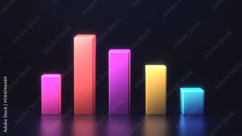 Aufkleber A professional D bar chart with a clean layout, showcasing different financial metrics in distinct colors, complemented by light effects to enhance its visual appeal.