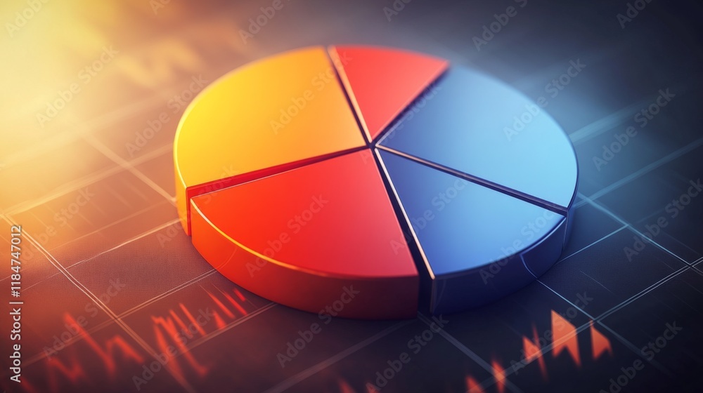 Poster A professional D pie chart illustrating sales distribution, featuring detailed textures on each slice and subtle lighting that adds depth to the overall design.