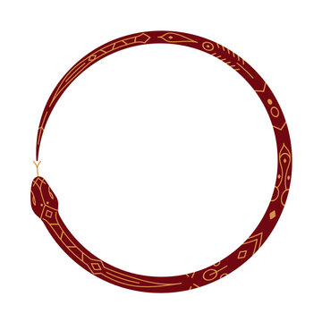 snake round frame border. 2025 Chinese Lunar New Year vector illustration isolated on white background