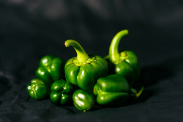 Minimalist Still Life of Homegrown Green Bell Peppers on a Simple Background