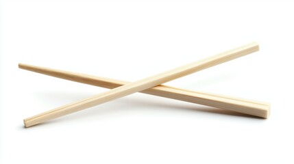 Wooden Chopsticks on White Background Crossed and Isolated