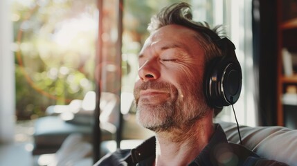 Older man engages in guided meditation for mental wellness and tranquility