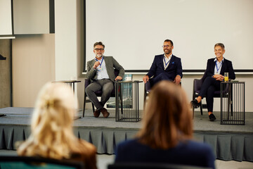 Group of managers hold a seminar