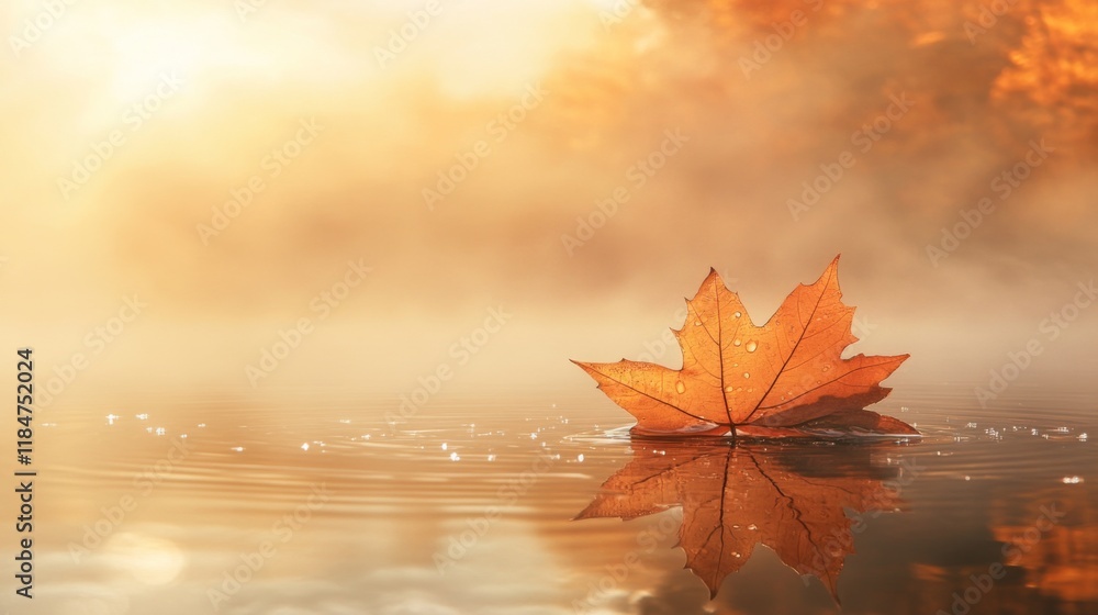 Aufkleber A serene image of a dewy leaf on a misty morning, with the droplets reflecting soft, diffused light and adding a touch of tranquility to the scene.