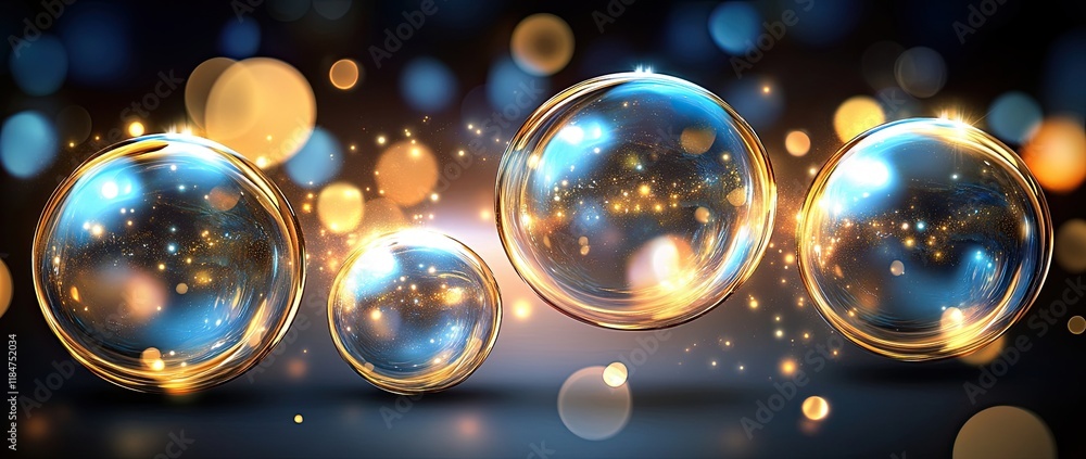 Poster a futuristic abstract background featuring blue bokeh particles shimmering in a gradient dust effect