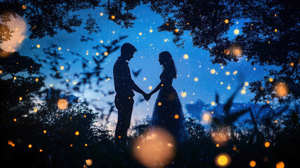 Obraz premium Under the Ecological Stars – Double Exposure