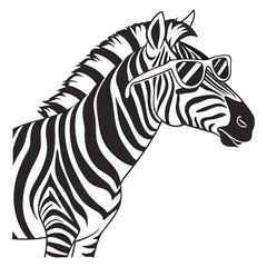 Stylized Zebra Heads: Geometric Black & White Illustrations in Minimalist Vector Art