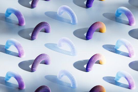 3D Render of Colorful Gradient coils with Shadows