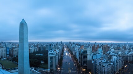 A View of a City Skyline With a Large Obelisk in the Middle - Generative AI