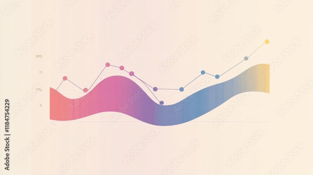Poster a sleek financial graph showcasing upward trends in a business context, featuring a bold line chart 