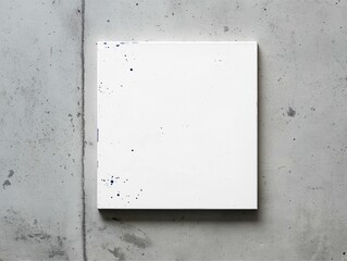 Minimalist White Canvas on Textured Concrete Wall