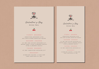 Galentines Day Dinner Menu Template Set