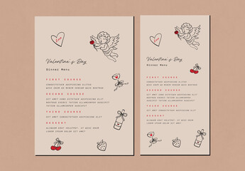 Valentine's Day Menu with Cupid Template Card