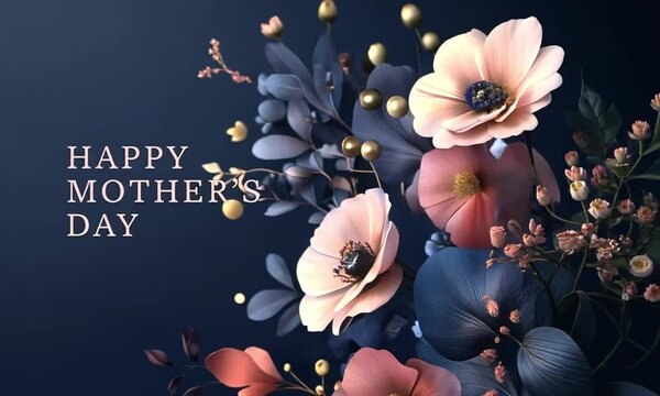 A colorful floral design with the words Happy Mother's Day written below it. Concept of warmth and love for mothers, celebrating their special day