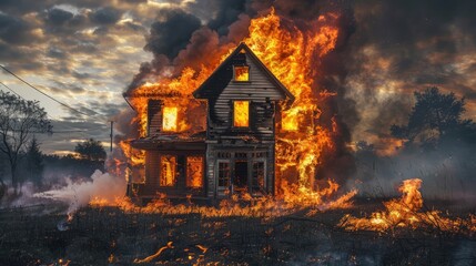 A house on fire