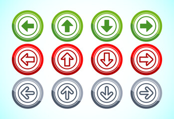 Right, left, up, down arrow icon design illustration, arrow sign for apps and websites, button design set