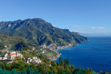 Obraz premium View of the Amalfi Coast from Ravello, a town in the province of Salerno, Italy.