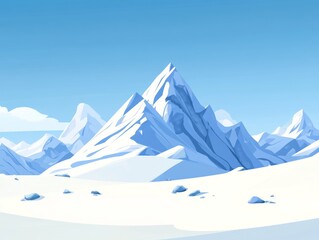 Majestic Snowcapped Mountains Under a Clear Blue Sky