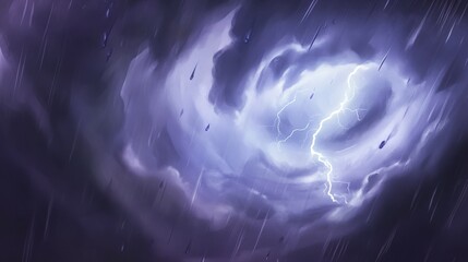 Naklejka premium A Captivating Stormy Sky with Powerful Lightning and Rain
