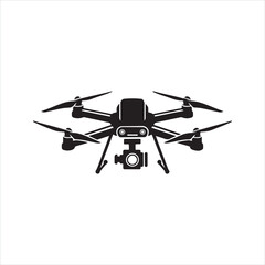 Flat Drone Silhouette vector Icon. Flying Vector Drone Icon. 