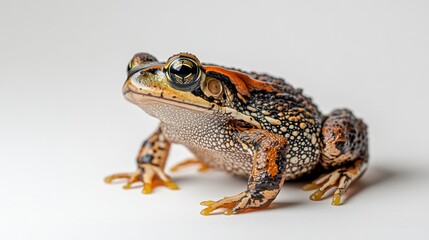 Fototapeta premium Colorful Exotic Frog Close-Up on White Background