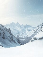 Fototapeta premium Snow covered mountains and valley winter landscape