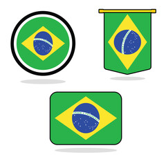 Vector Brazil set of flag banner Brazil flag with white background Vector illustration design Brazil independence day banner design
