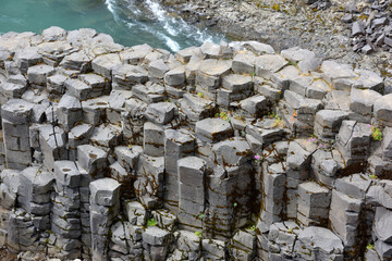 Studlagil basalt canyon in East Iceland.