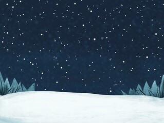 Fototapeta premium A Snowy Night Landscape Under a Starry Sky