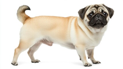 Obraz premium Cute Pug Dog in Profile with Curly Tail and Expressive Face