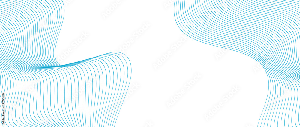 Poster abstract blue wave background. blue minimal round lines abstract background. thin line wavy abstract