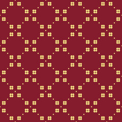 Red and gold seamless pattern with flowers