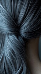 Naklejka premium A close-up of silver-gray wavy hair with soft texture and radiant natural tones