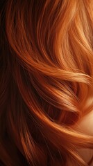 Fototapeta premium A close-up of vibrant red hair with soft curls and a radiant shine captured in natural light