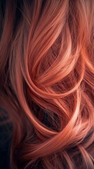 Fototapeta premium A close-up of vibrant red hair with soft curls and a radiant shine captured in natural light