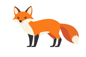 Obraz premium Charming cartoon fox with vibrant orange fur and a playful demeanor. Isolated on transparent white background, png