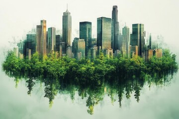 Obraz premium sustainable urban development illustration ecofriendly city infrastructure with green technologies and environmental solutions