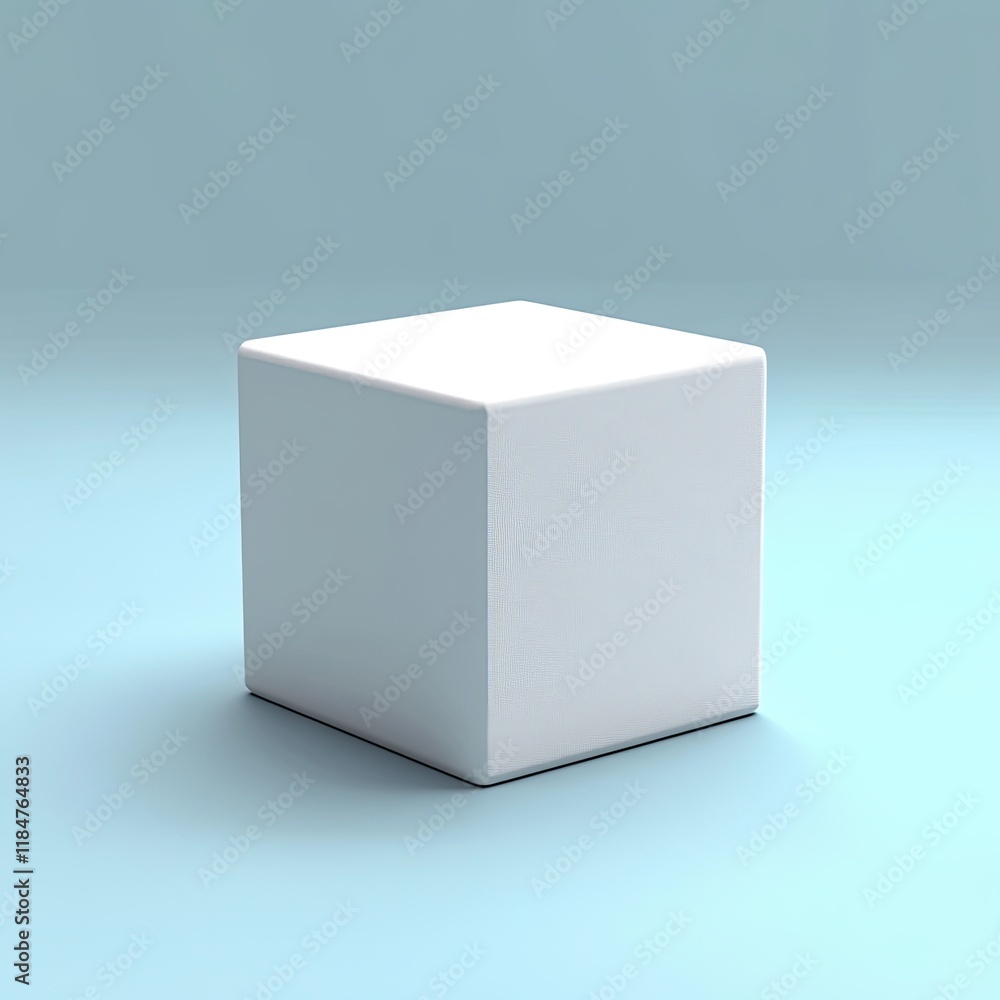 Aufkleber a white cube podium platform, isolated on a 3d geometric background, featuring a blank box for produ