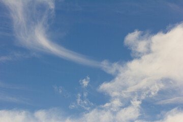Pieces of white cloud in the blue sky with perfect details.