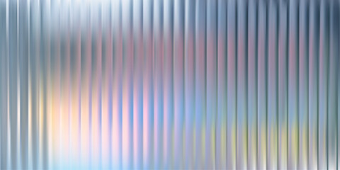 Glass pattern background effect. Abstract line gradient textur. Ribbed 3d iced corrugated metal. Light holograph transparent wall. Blue gray plastic window blur. Reed flute laser seamless ripple panel © Svetlana Ievleva