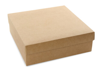 One blank cardboard box isolated on white. Mockup for design