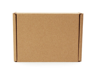 One blank cardboard box isolated on white. Mockup for design