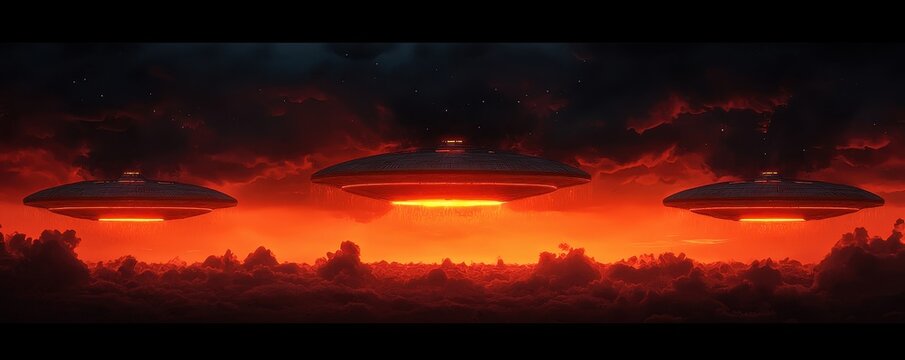 Futuristic sci-fi battlefield visatuk digital art alien invasion dramatic cloudscape high-resolution concept