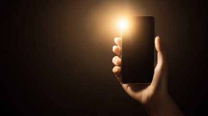 Futuristic Smartphone with Glowing Interface in Hand
