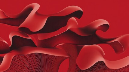 Intricate Red Architectural Forms: A Dynamic Abstract Design