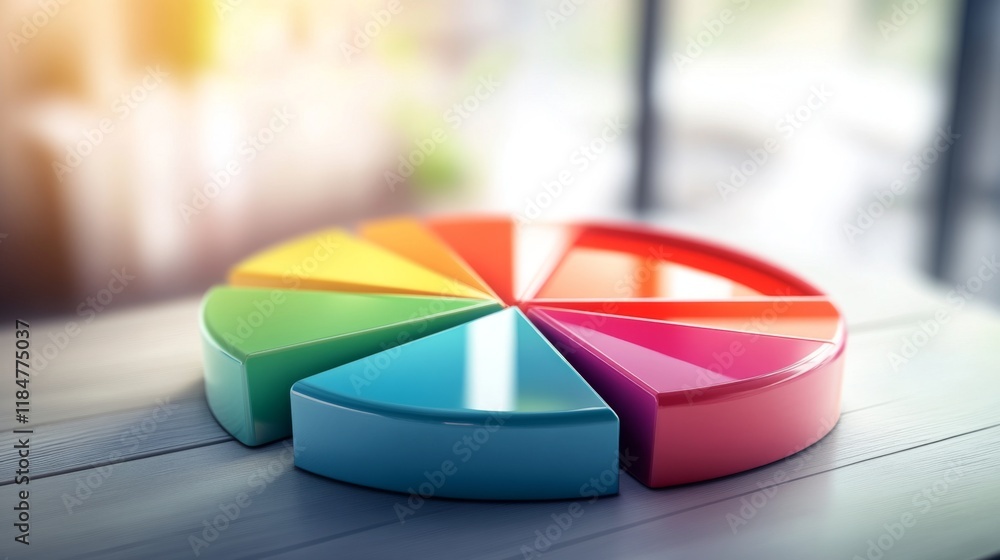 Poster a visually appealing d pie chart featuring interactive segments, where colors change upon hovering, 
