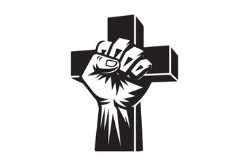 Christian cross with hand Image isolated 