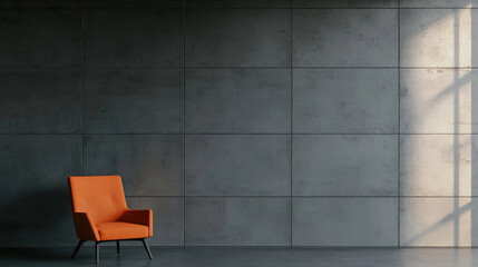 Chair in an empty room concrete wall