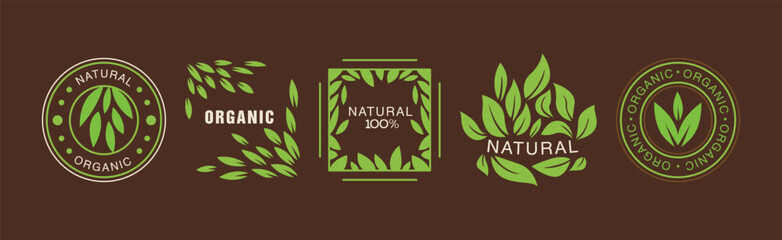 Fresh Organic Product Labels and Sticker Vector Set